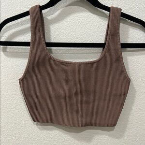 Women's Ribbed Brown Crop Top